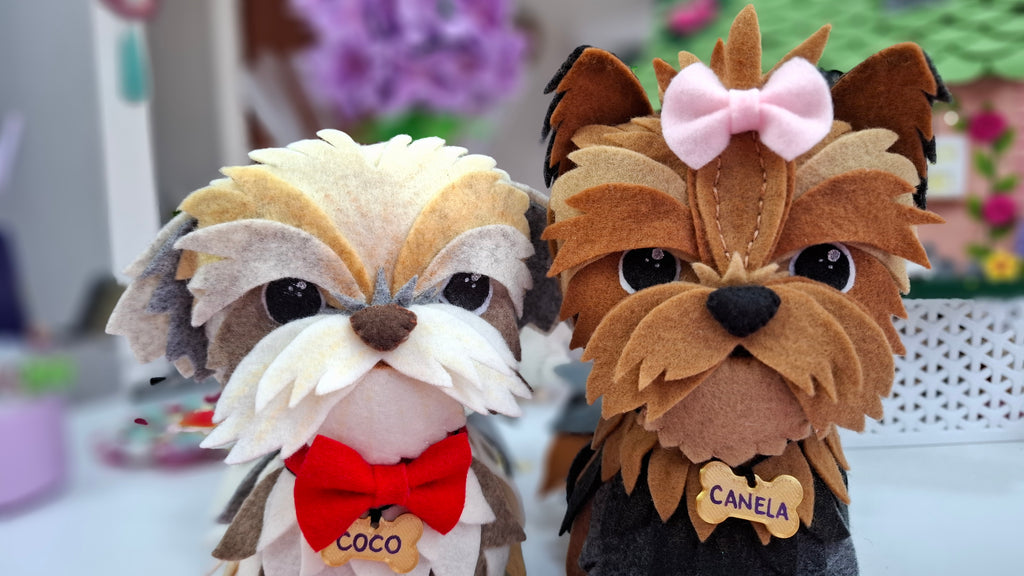 Perrito Shih Tzu en Paño Lency/Fieltro + BONUS Perrito Yorkie | Molde Digital