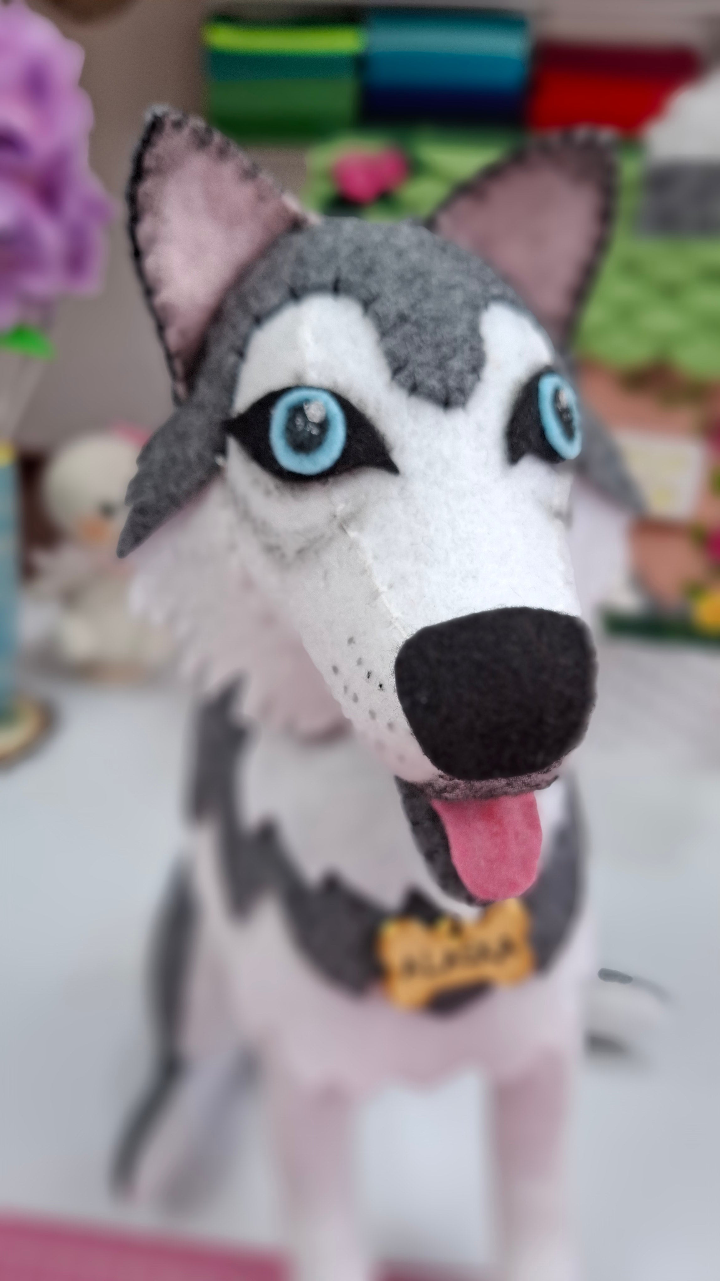 Perrito Husky en Paño Lency/Fieltro + BONUS Perrito Pastor Alemán | Molde Digital