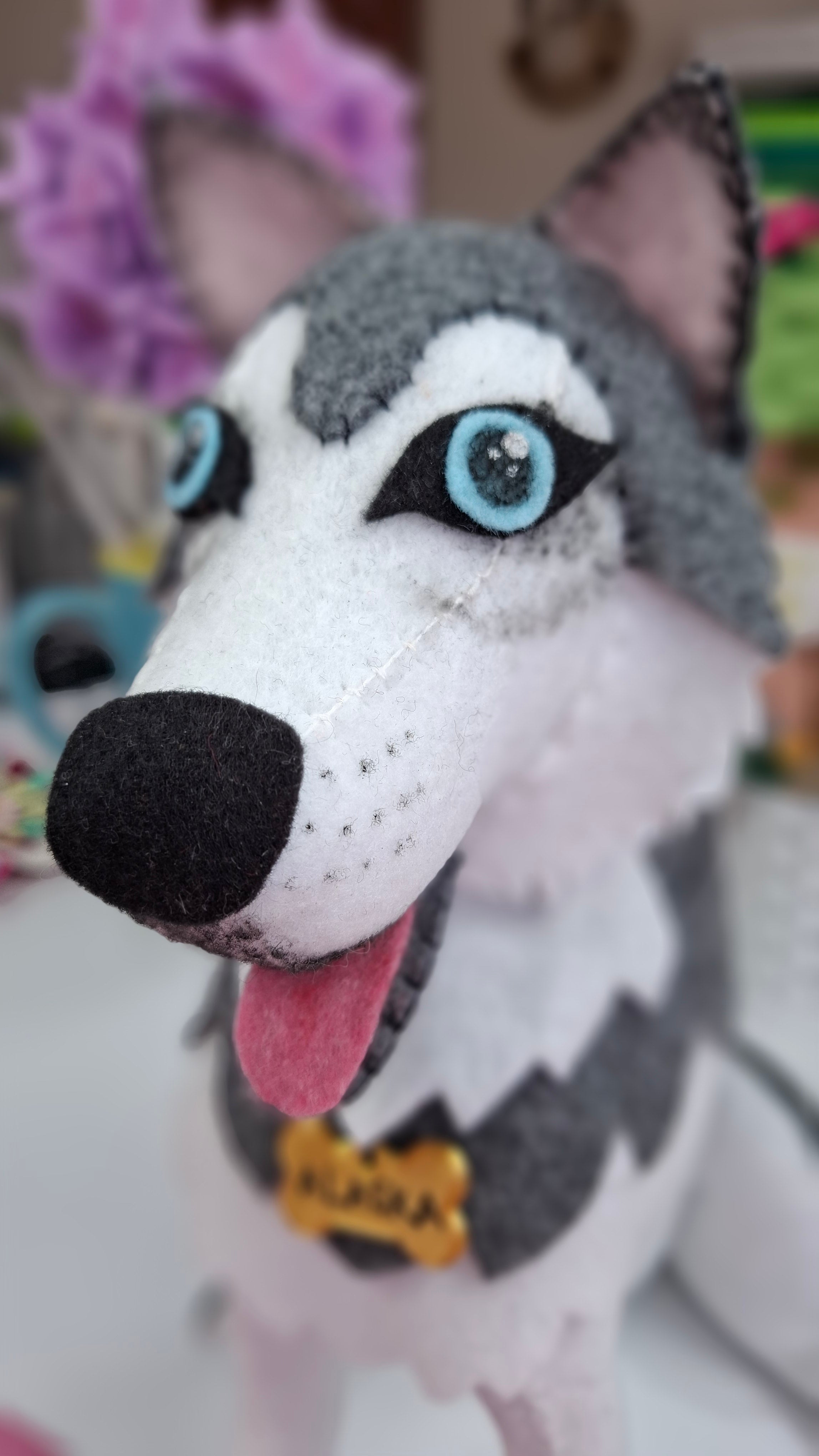 Perrito Husky en Paño Lency/Fieltro + BONUS Perrito Pastor Alemán | Molde Digital