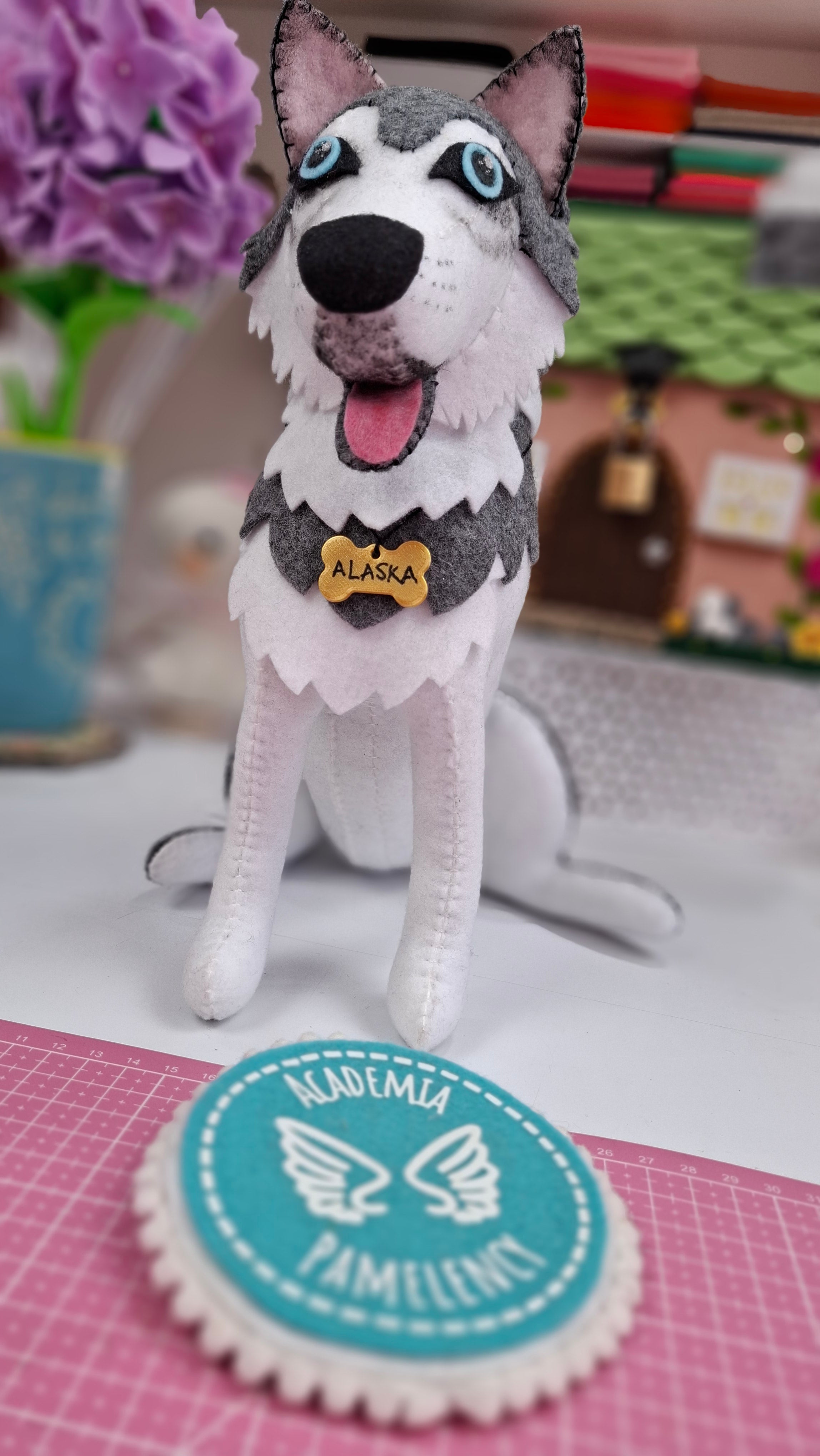 Perrito Husky en Paño Lency/Fieltro + BONUS Perrito Pastor Alemán | Molde Digital