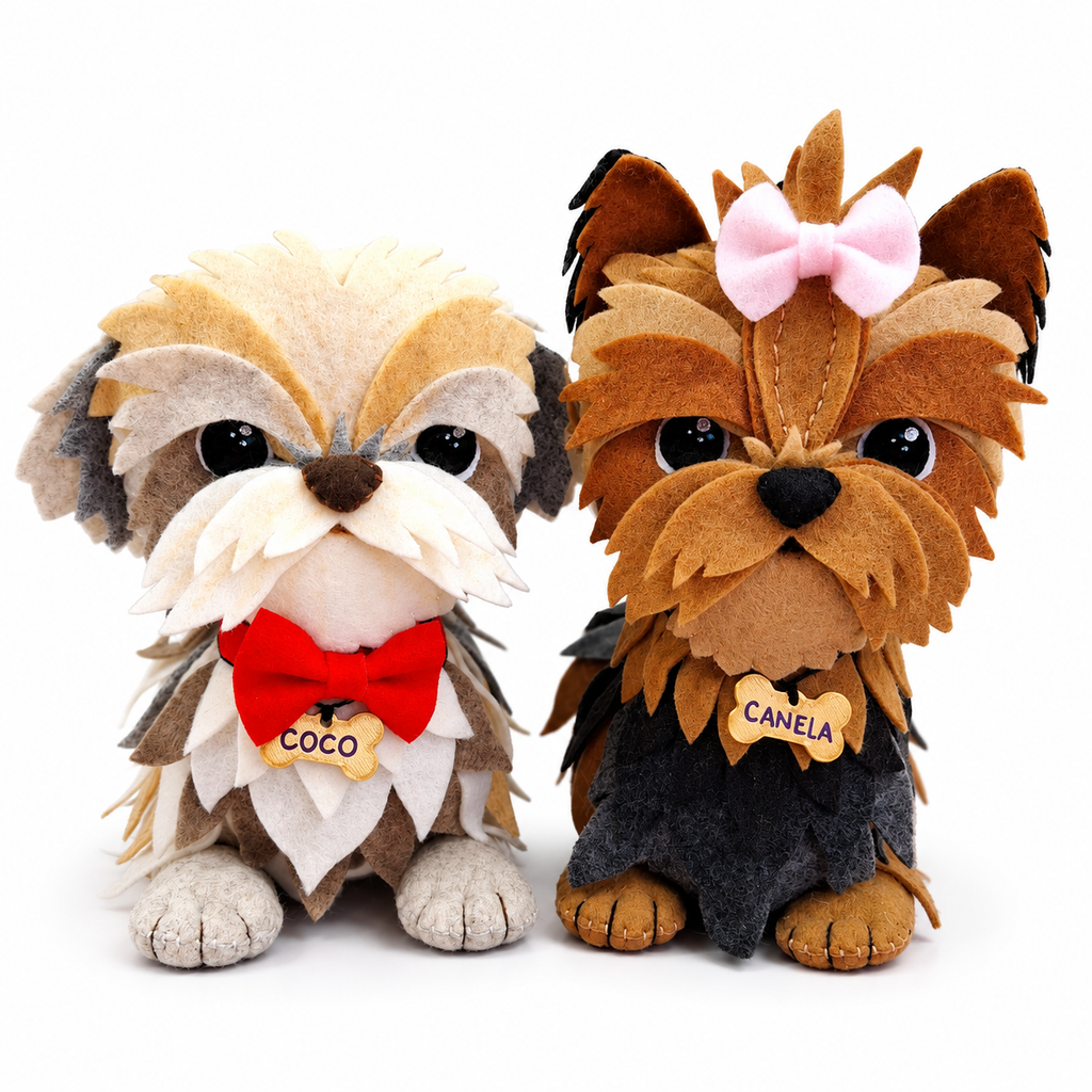 Perrito Shih Tzu en Paño Lency/Fieltro + BONUS Perrito Yorkie | Molde Digital