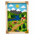 Cuadro Paisaje – Molde Digital Paño Lency y Fieltro
