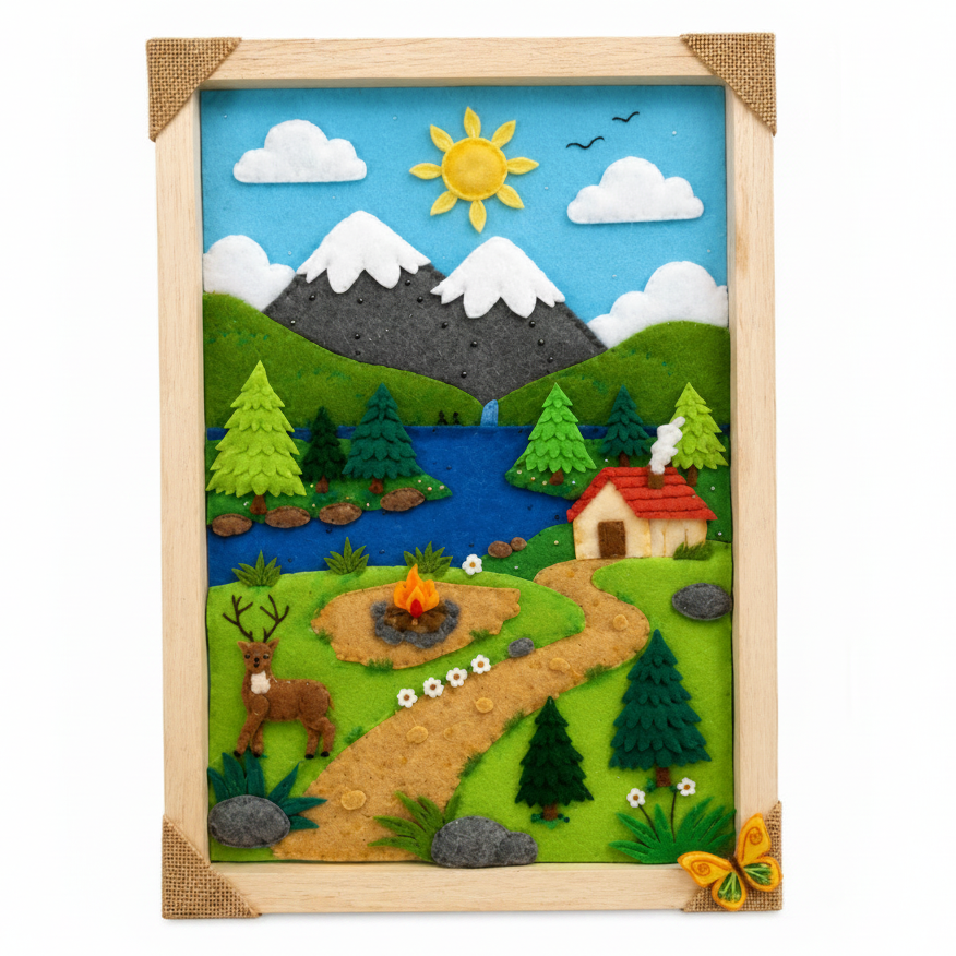 Cuadro Paisaje – Molde Digital Paño Lency y Fieltro