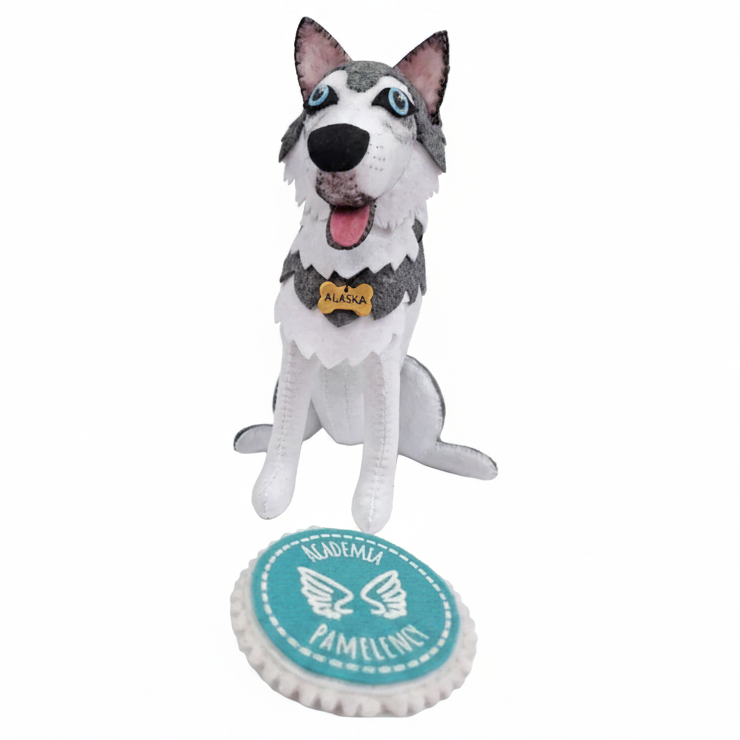 Perrito Husky en Paño Lency/Fieltro + BONUS Perrito Pastor Alemán | Molde Digital